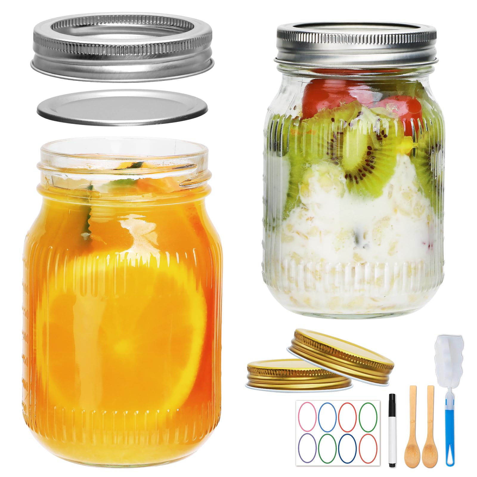 Photo 1 of Datttcc 16 oz Wide Mouth Mason Jars (2 Pack)