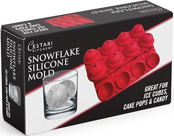 Ice Cube Trays The ORIGINAL Snowflake Ice Cube Mold - Can Be Used for Snowball Cake Pops and Candy Molds - Heat Safe BPA Free Silicone Meets European Standards, Exceeding FDA Christmas Red 2