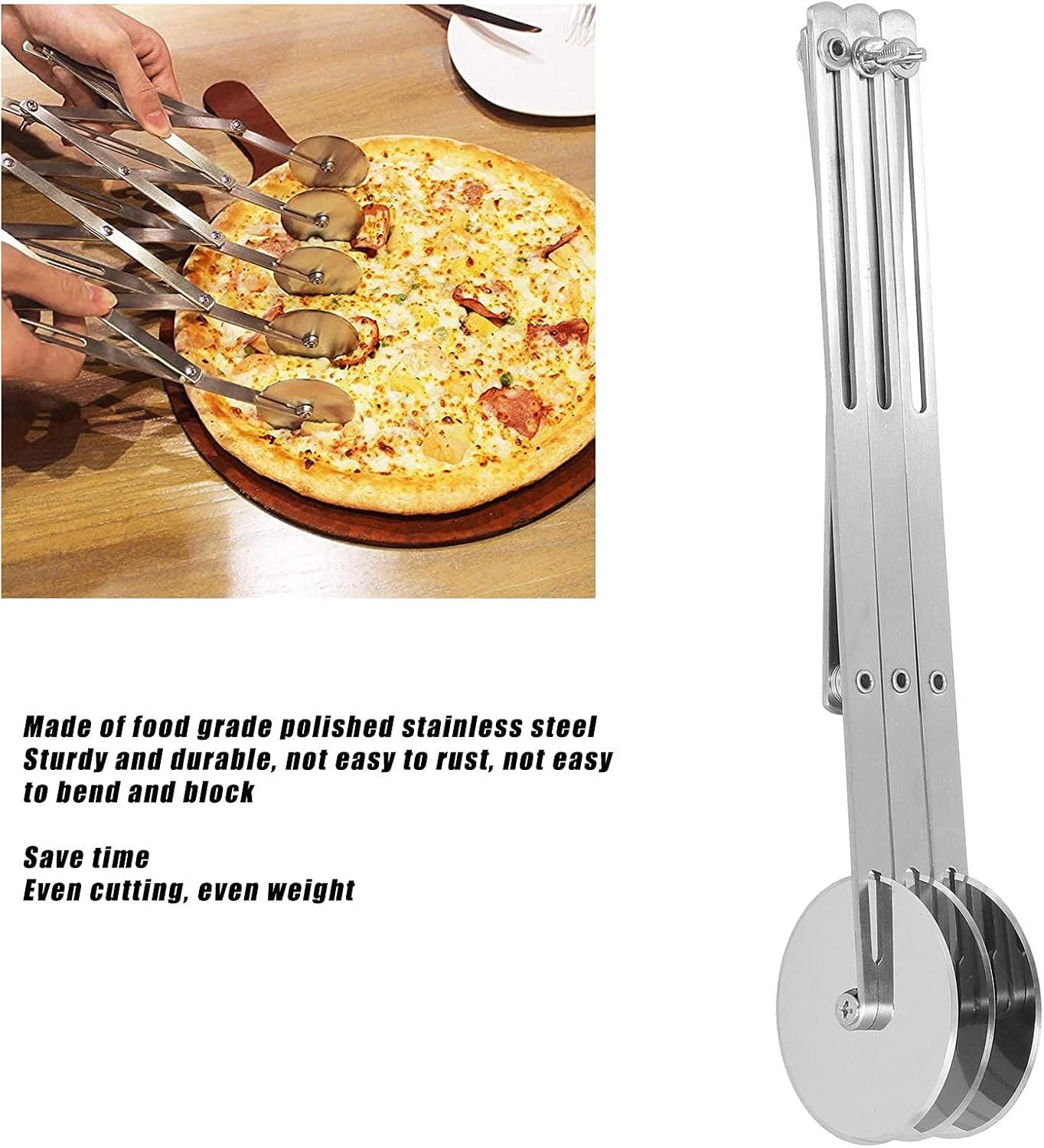 Polished Stainless Steel Dough Pasta Cutter Wheel, Noodle Cutter Tool Kitchen Supplie for Pastries Dough Pizzas Cakes (Tricycle knife)