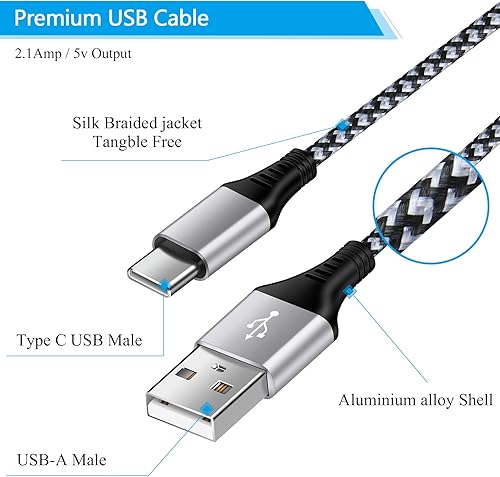 Miniatura 3 de Samsung - Cable de alimentación USB a USB C, cargador de teléfono tipo C, cable USB Android, transferencia de datos y carga rápida C, paquete de 2