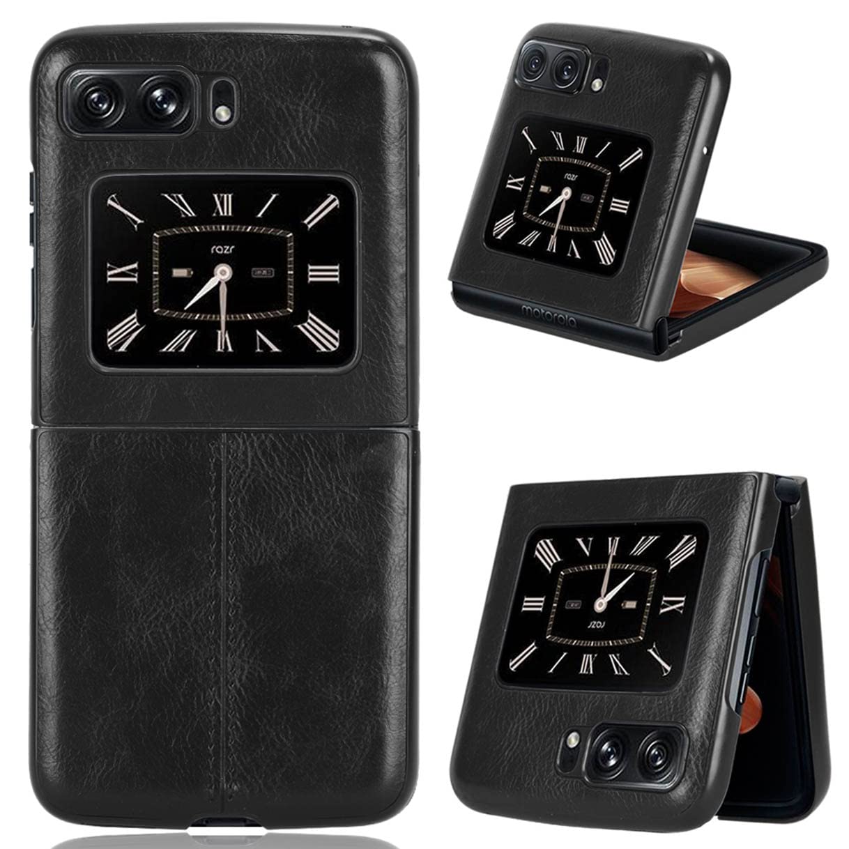 HAOYE Cover In Pelle Per Motorola Razr 2022 - Ultra Sottile, TPU Morbido, Antiurto, Retro In Pelle PU, Colore Blu - 3