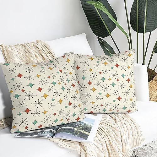 Miniatura 2 de Funda de almohada de mediados de siglo, estilo vintage de los años 50 y 1960 con patrón geométrico de diamantes atómicos, para el hogar, sofá,