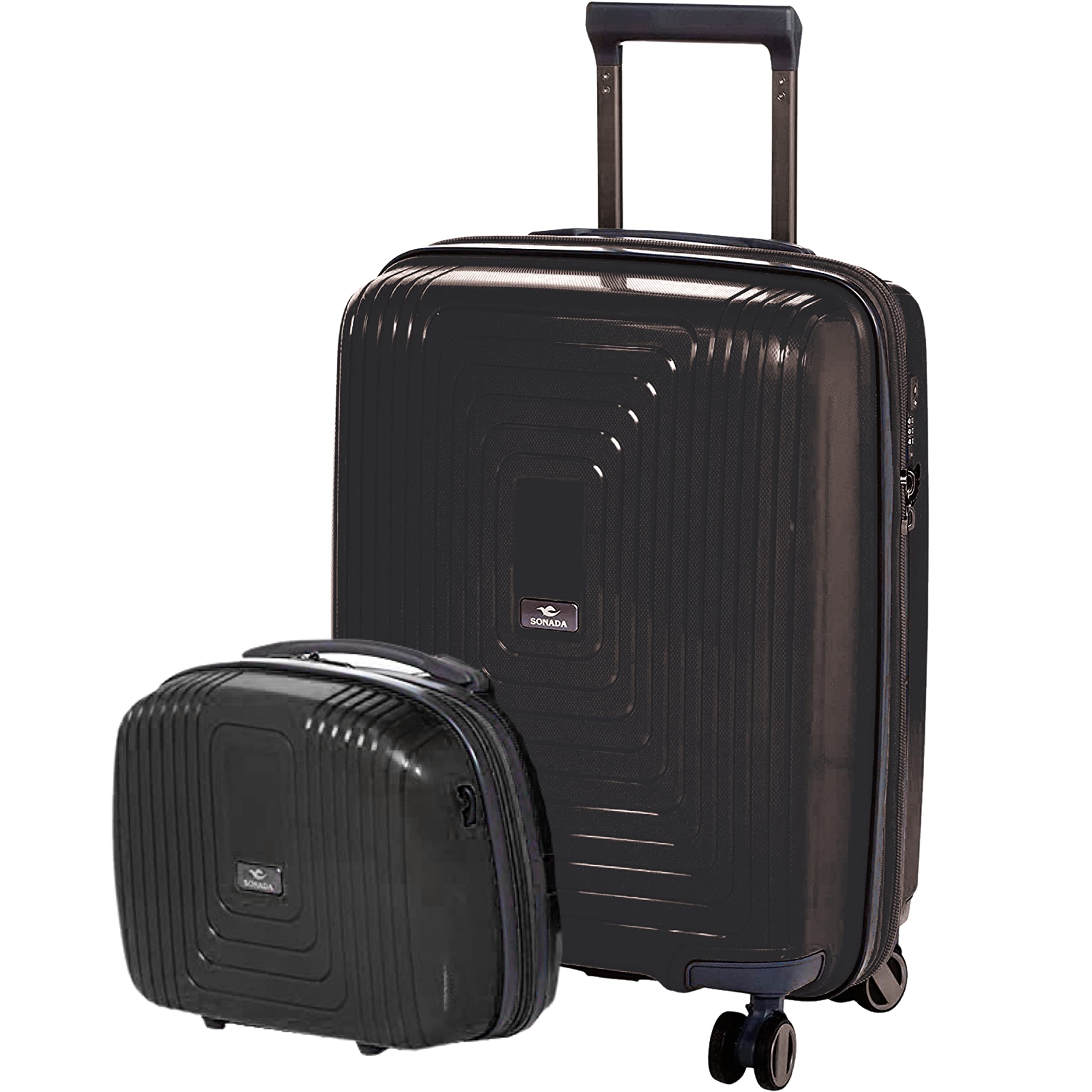 SonadaUNBREAKABLE Shell Luggage with Double Zipper And TSA Approved Lock (Carry-On 20-Inch, Black)