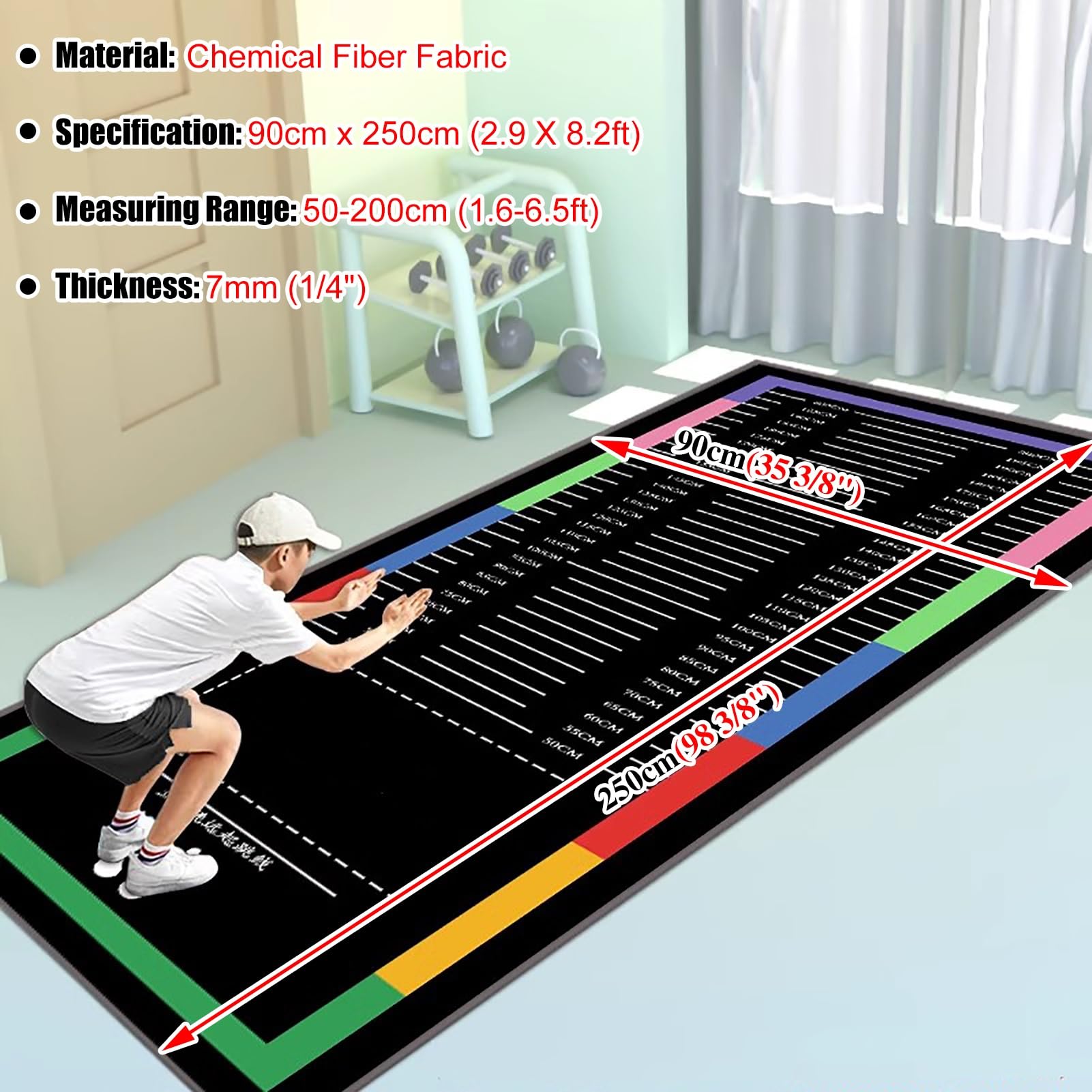 Generisch Indoor-Weitsprungmessmatte für Heim-Fitnessstudios, Schultraining, Fitnessübungen und Dehnübungen – perfekt für Workouts und Sportunterricht