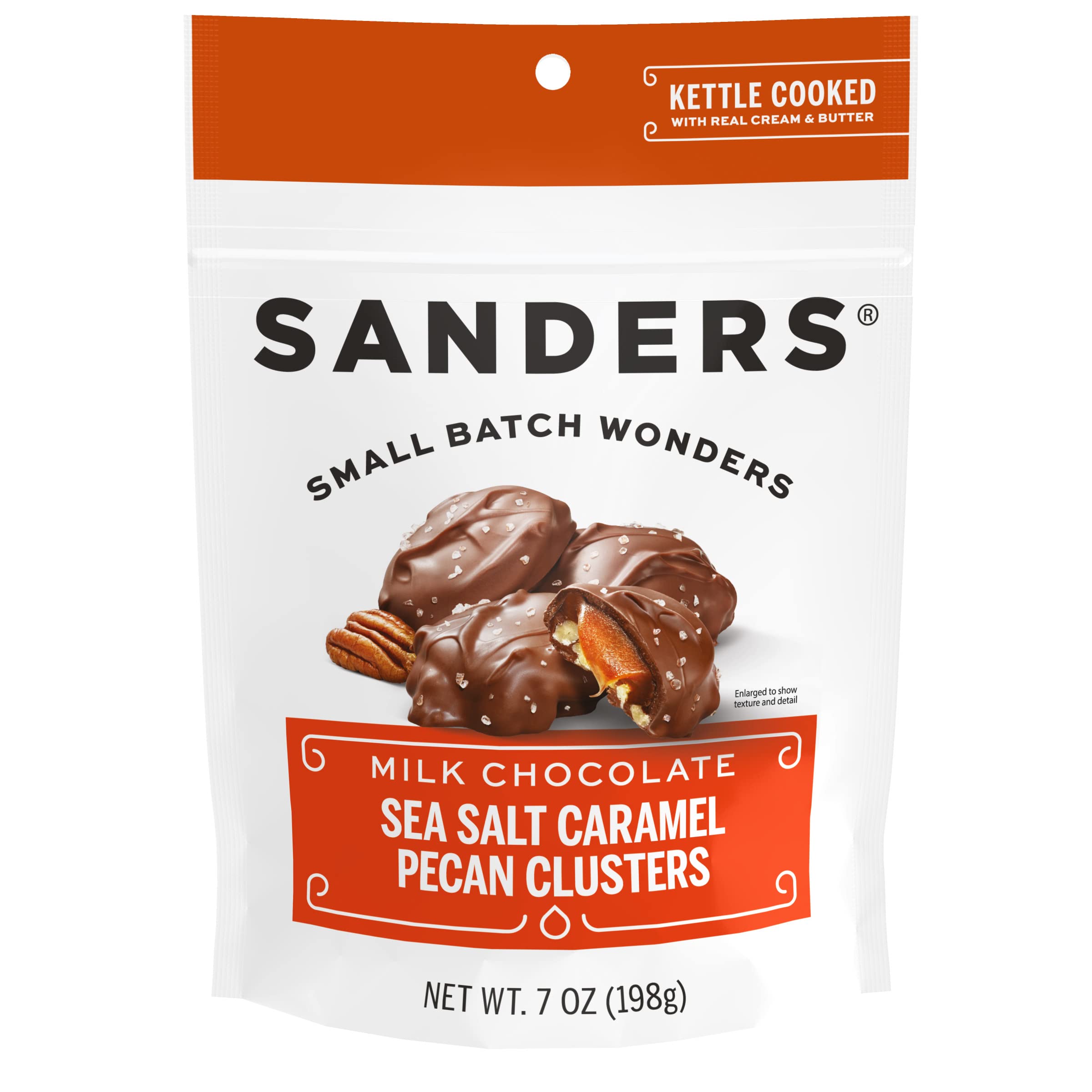 Sanders Milk Chocolate Sea Salt Pecan Cluster - 7 oz Pouch (Pack of 6)