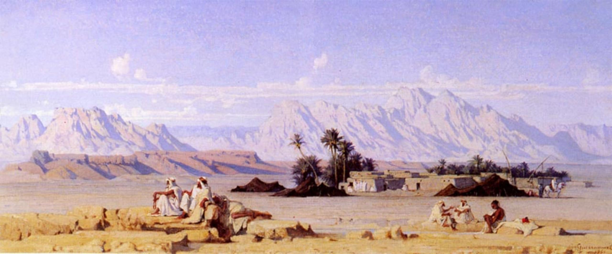 POSTERIIk Vintage Print Pop Art Landscape Artwork the Oasis by Gustave Achille Guillaumet Art Prints for Office Home Decor 60x90cm