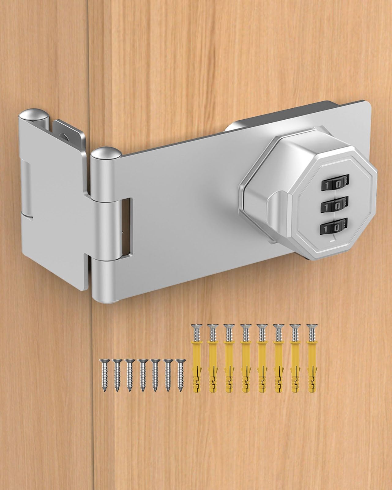 MeBantoo 90 Degree Cabinet Combination Door Lock Latch, Zinc Alloy Password Rotary Hasp Lock