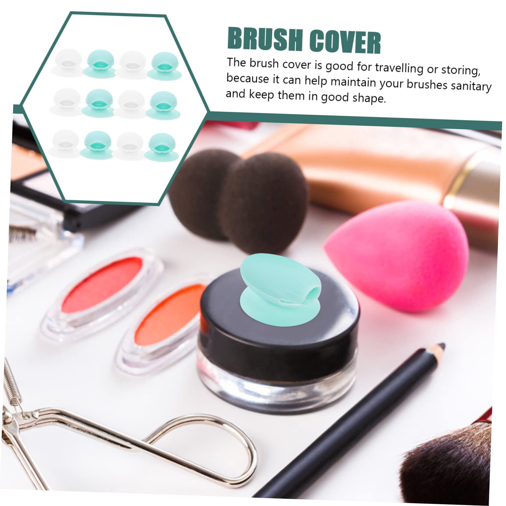 FRCOLOR 60pièces Housses De Pinceaux Silicone Pour De Pinceaux à Lèvres Anti-poussière Et Réutilisables Couleur Transparente Et Verte Convient Plupart