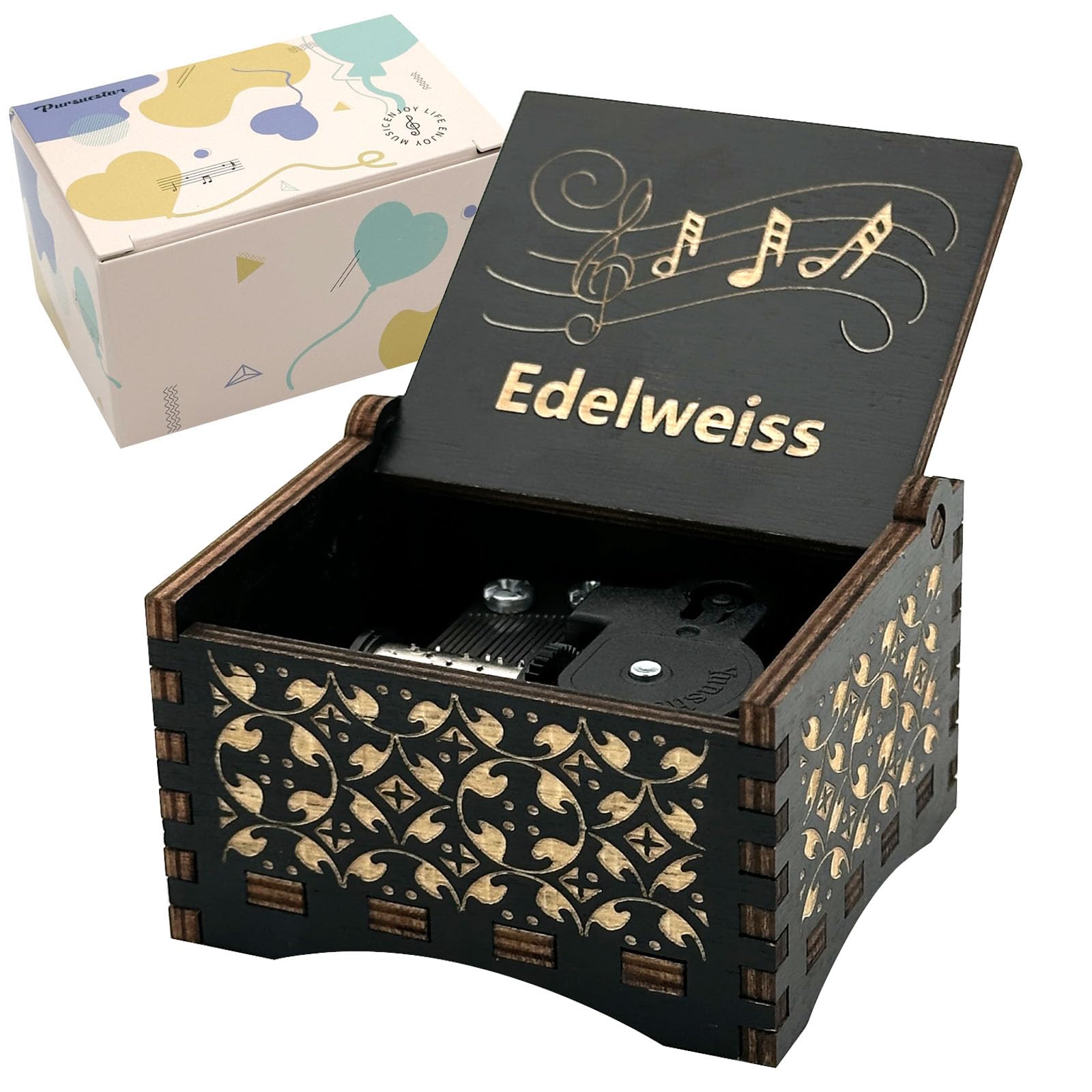 Amazon.com: Pursuestar Edelweiss Wind Up Music Box, Vintage