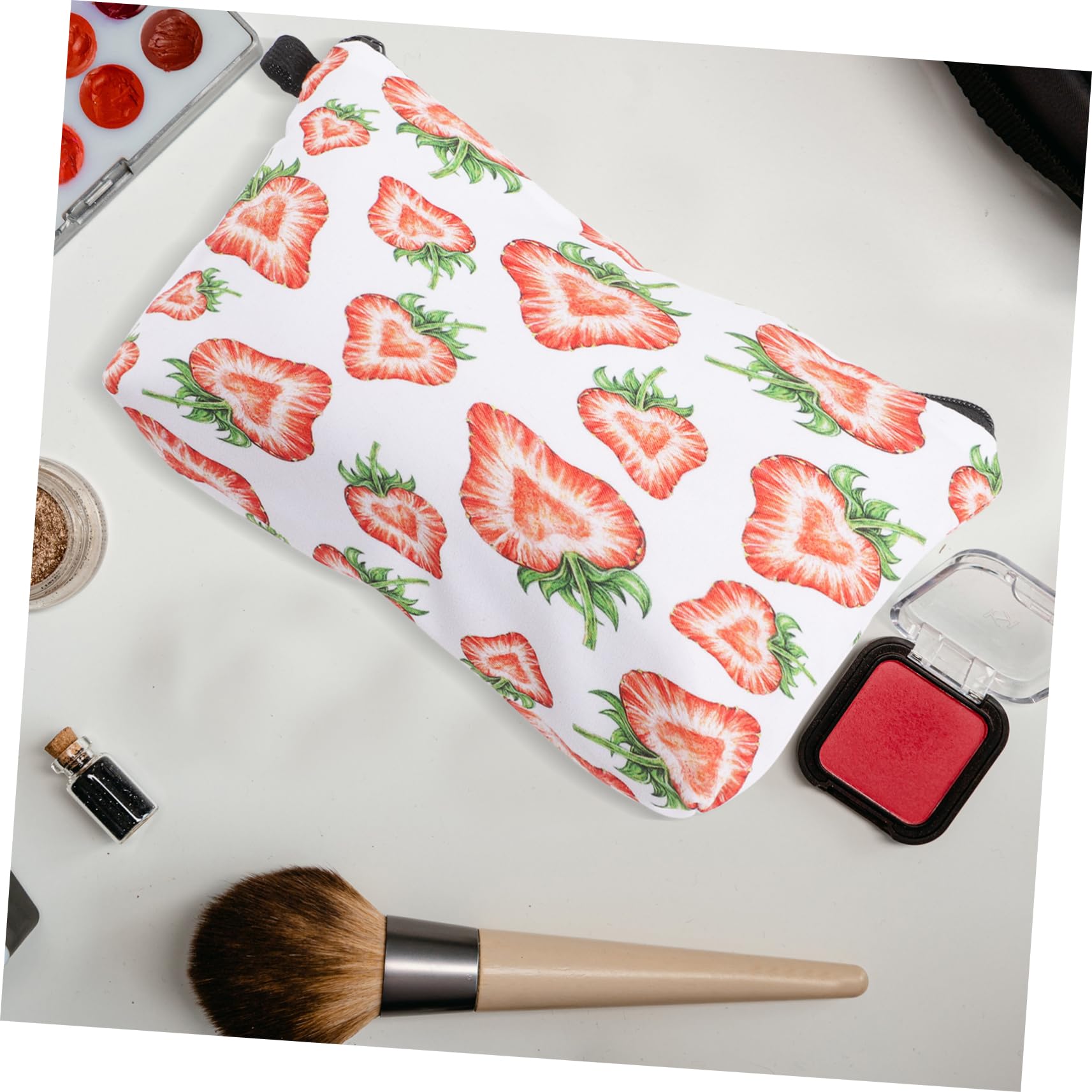 Beaupretty Lot De 5 Trousses De Maquillage pour Filles avec Rouleau De Pinceaux Motif Fraise Tendance Fermeture Éclair Trousse De Toilette 2 Pièces X 5