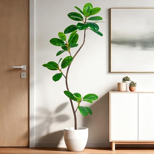 Miniatura 7 de Árbol de Goma Artificial de 5.2 pies, Plantas de Imitación para Interior, Árboles Artificiales de Piso para Interior, Plantas Falsas, Plantas