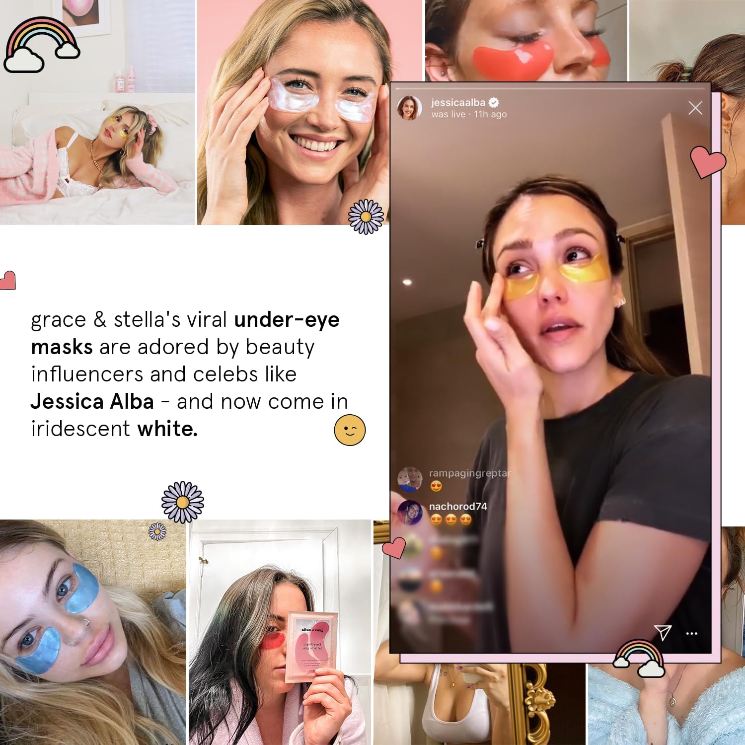 grace & stella Retinol Under Eye Patches for Puffy Eyes & Dark Circles - Restoring Gel Under Eye Masks with Hyaluronic Acid - Bridesmaid Gifts, Birthday Gifts for Women (Purple, 24 Pairs): White (24 Pairs)