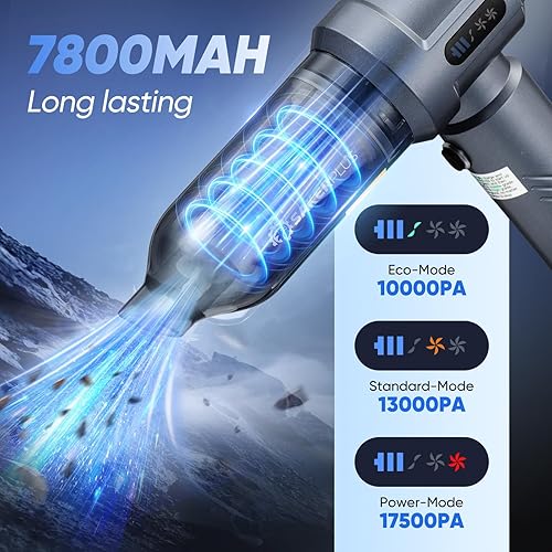 Miniatura 3 de Aspiradora inalámbrica para automóvil, 4 en 1, mini aspiradora de mano de succión de 17500 PA de alta potencia, plumeros de aire portátiles, batería