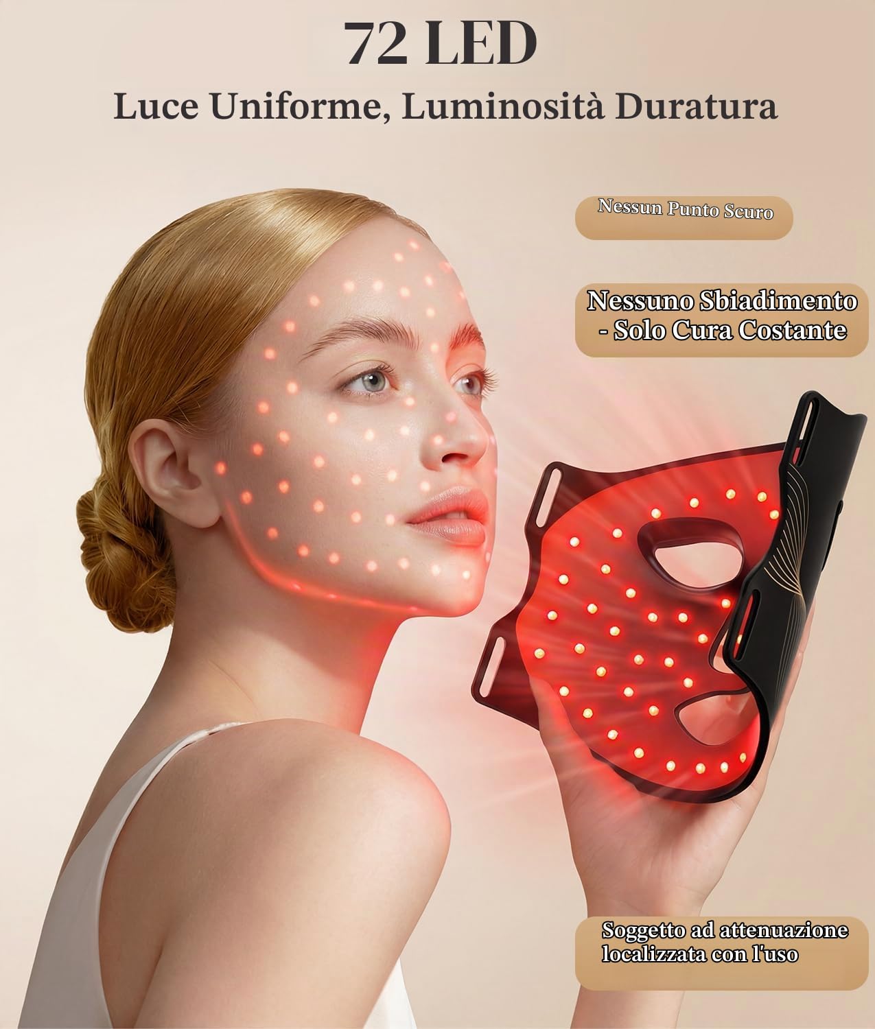 Maschera per terapia a luce rossa - Maschera per il viso a LED con 5 modalità di controllo a LED rosso e blu, telecomando, 4000 mAh, borsa portaoggetti, fascia per la testa, cuscinetti per gli occhi