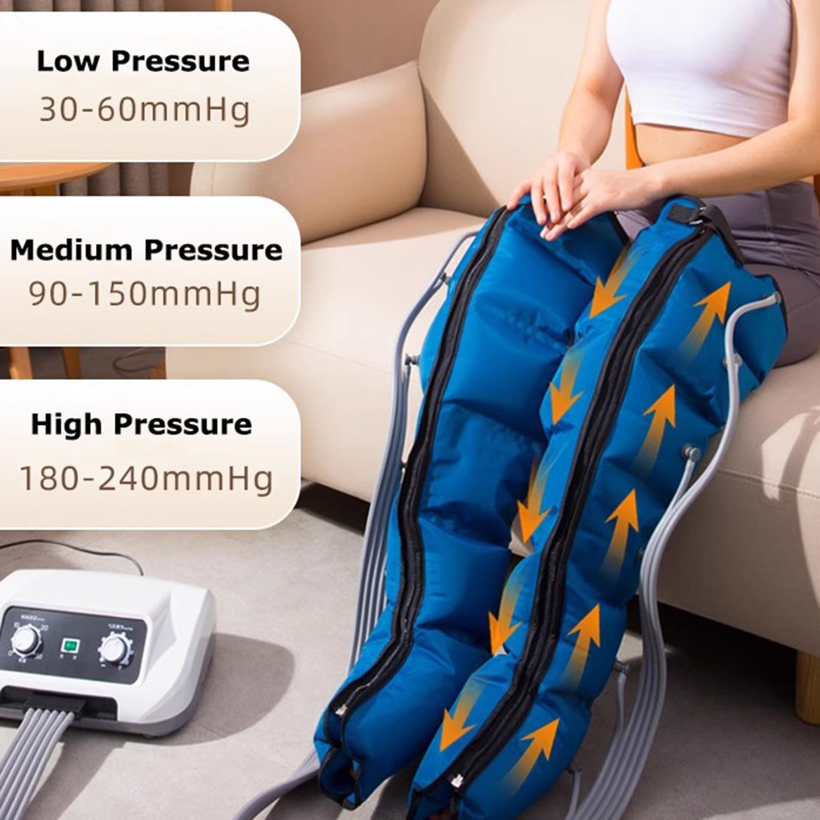 Dispositivo per massaggio alle gambe a onde pneumatiche a 8 cavità, stivali per pressoterapia, strumento per il rilassamento di tutto il corpo, vita, braccia e gambe, stivali a compressione con s