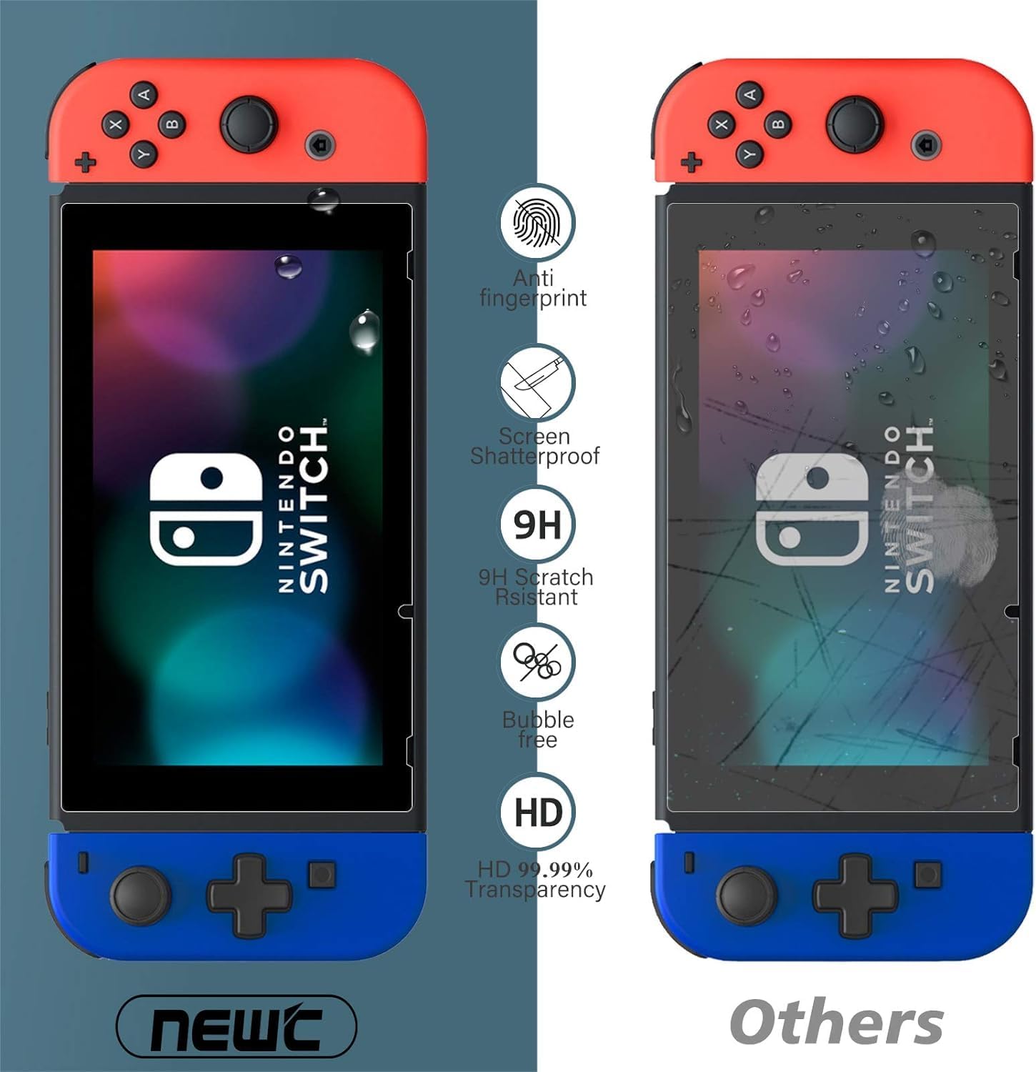 NEW'C 3 Pack Designed for Nintendo Switch Screen Protector Tempered Glass, Case Friendly Scratch Resistant,Bubble-Free, Ultra Resistant — view 5