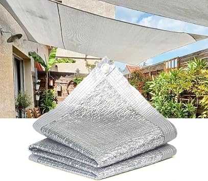 99% Aluminet Shade Cloth Panels, Greenhouse Shading Net, Sun Shade Cover for Dogs Cars Sunblock Fabric Heat Reflective Tarp - Reusable and Durable, Grommet Spacing 50cm Size 1x2.5m