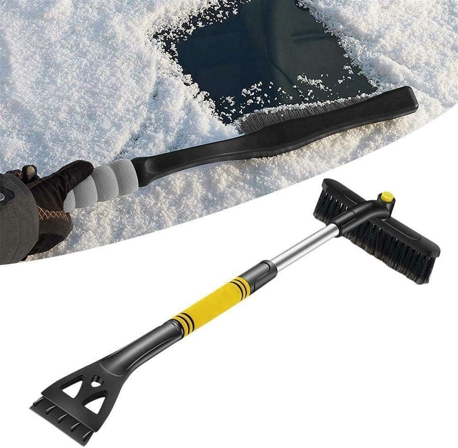 Rascador de Hielo de la Pala de Eliminación de Nieve Del Coche con Cepillo Retráctil para el Deshielo de Invierno