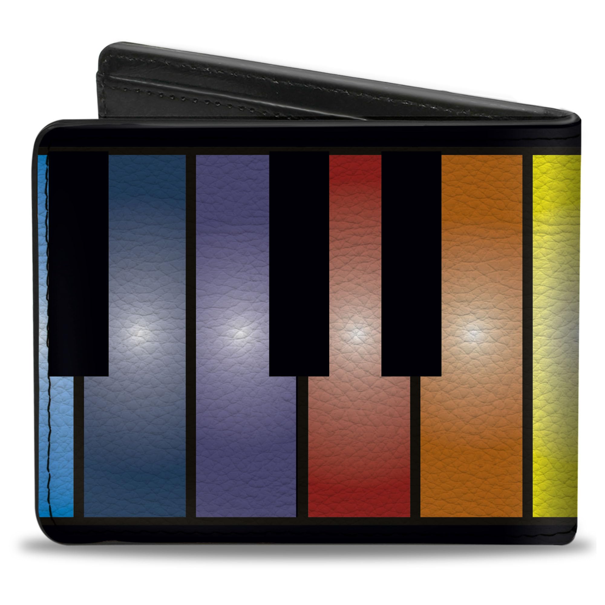 Buckle-Down Men's PU Bifold Wallet-Piano Keys Rainbow, Multicolor, 4.0