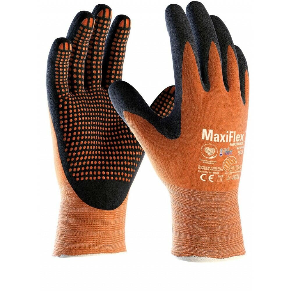 ATG MaxiFlex Work Gloves Endurance Micro-Dot Palm Orange (3, XXL)