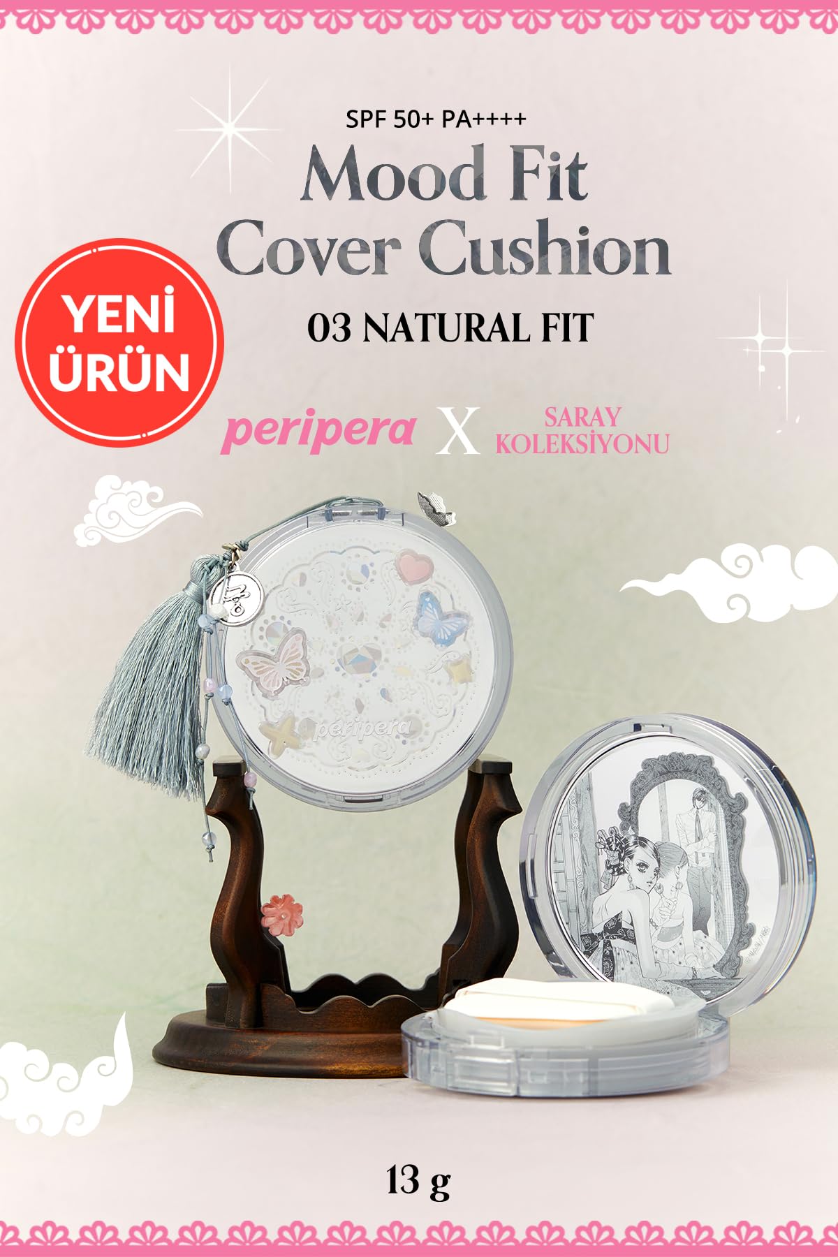 Peripera Yarı Mat Bitişli Filtre Etkili Cushion Mood Fit Cover Cushion SPF50+ PA++++(03 Natural Fit)