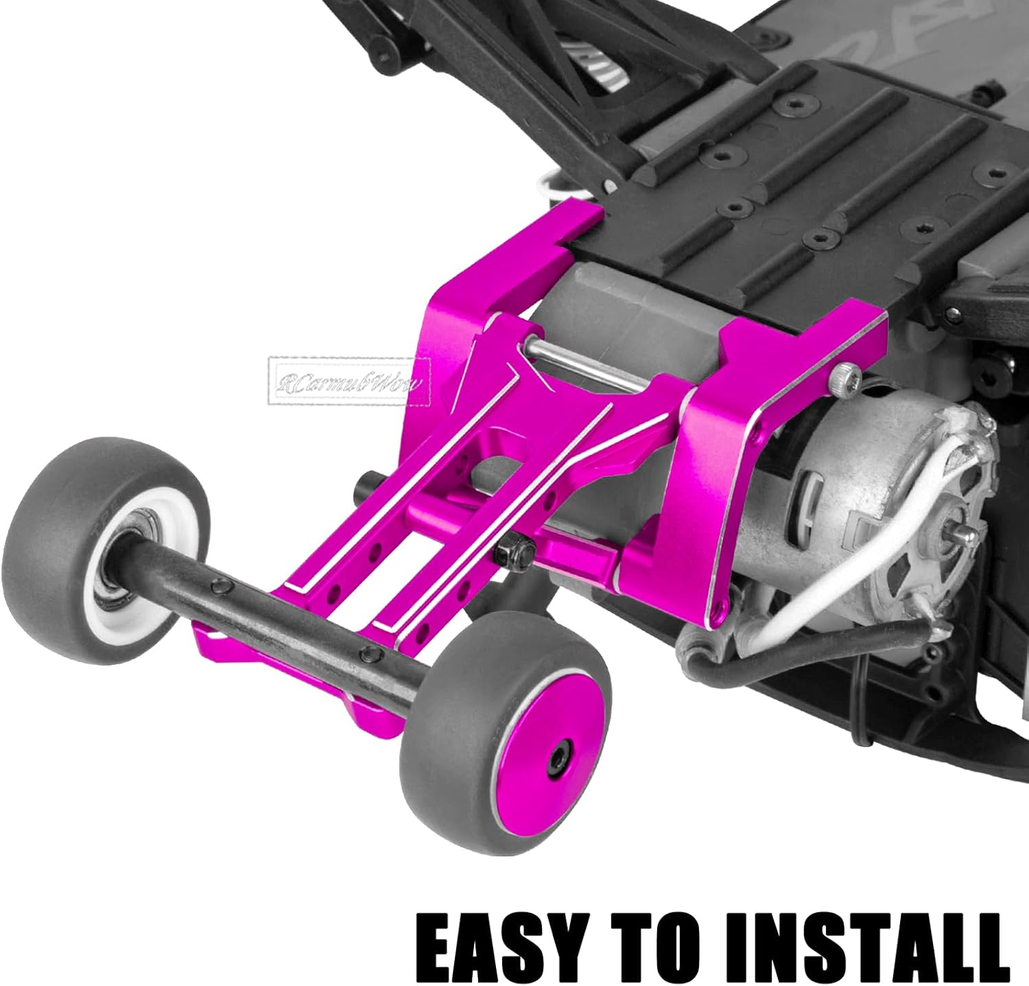 RC Wheelie Bar Kit Upgrades Part for 1/10 Slash/Rustler/Bandit 2WD,Alloy Aluminium Adjustable Wheelie Bar Kit Tail Hops Up,Pink