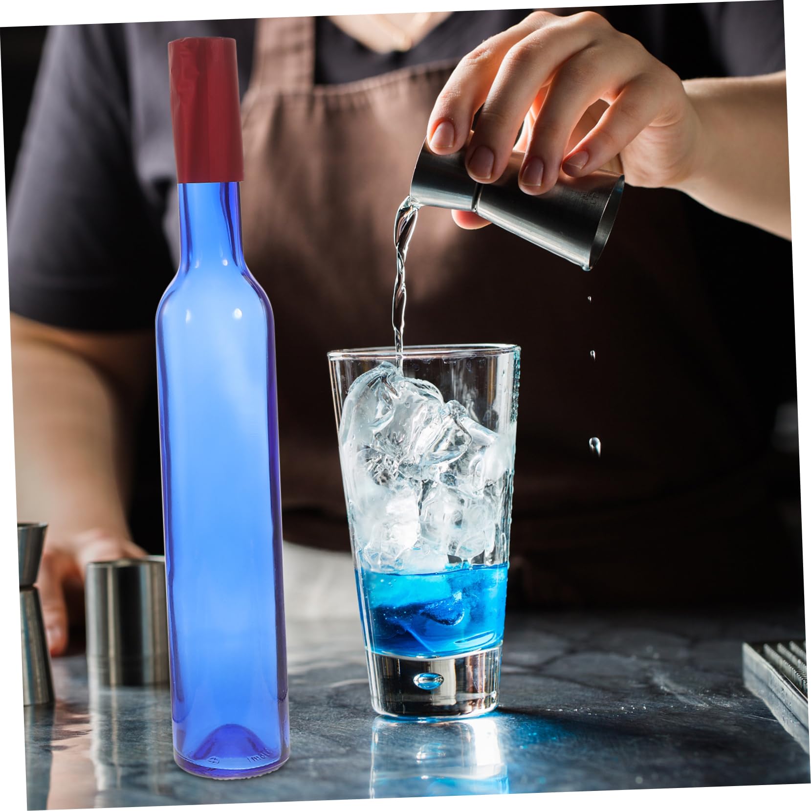 DECHOUS 375ml Bouteille de Vin en Verre Bleu, Lot de 2