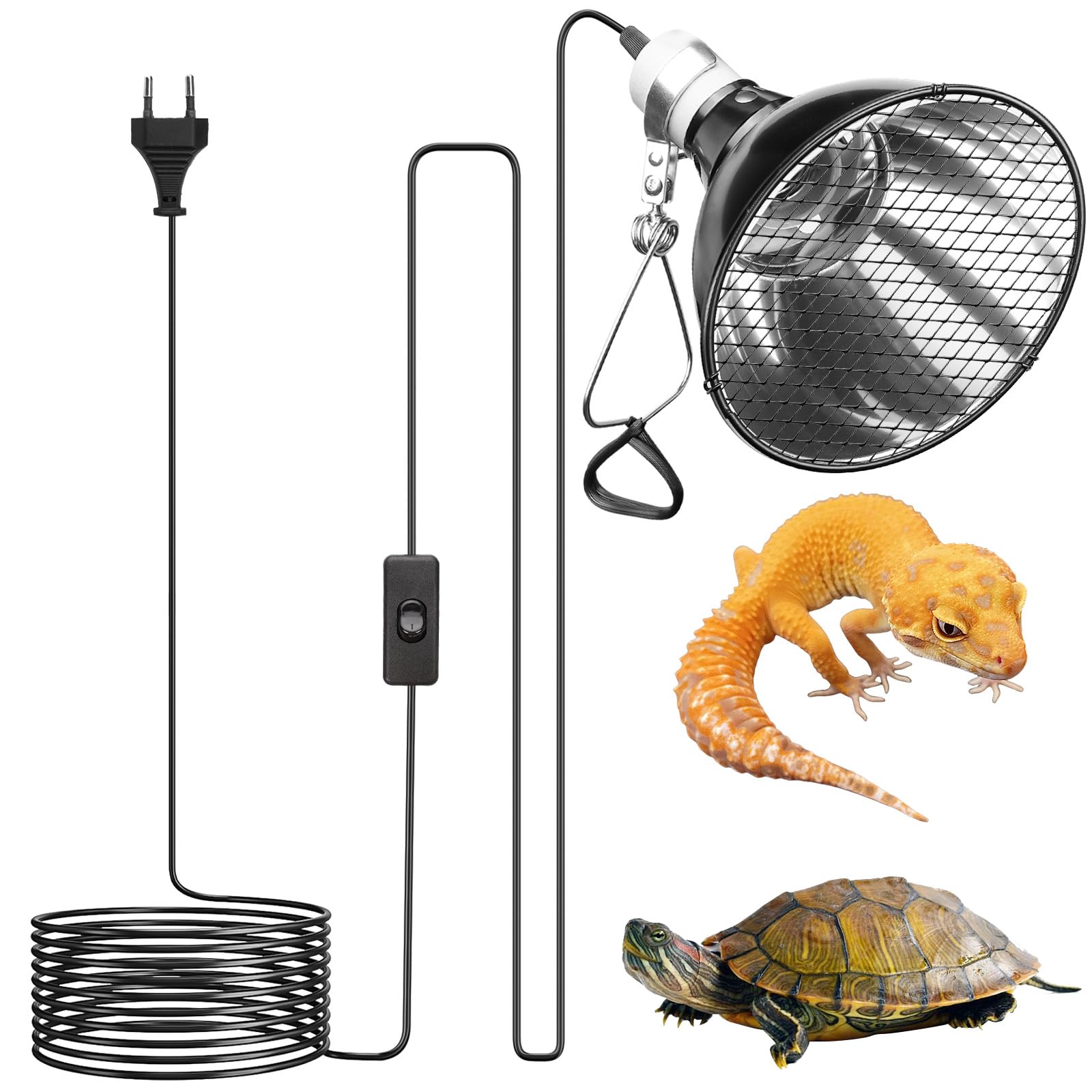 Lampe chauffante pour terrarium pour reptiles : douille de lampe en céramique E27, lampes dôme de terrarium, 220-240 V UVA/UVB pour reptiles, tortues, lézards, serpents, terrarium Lampe chauffante