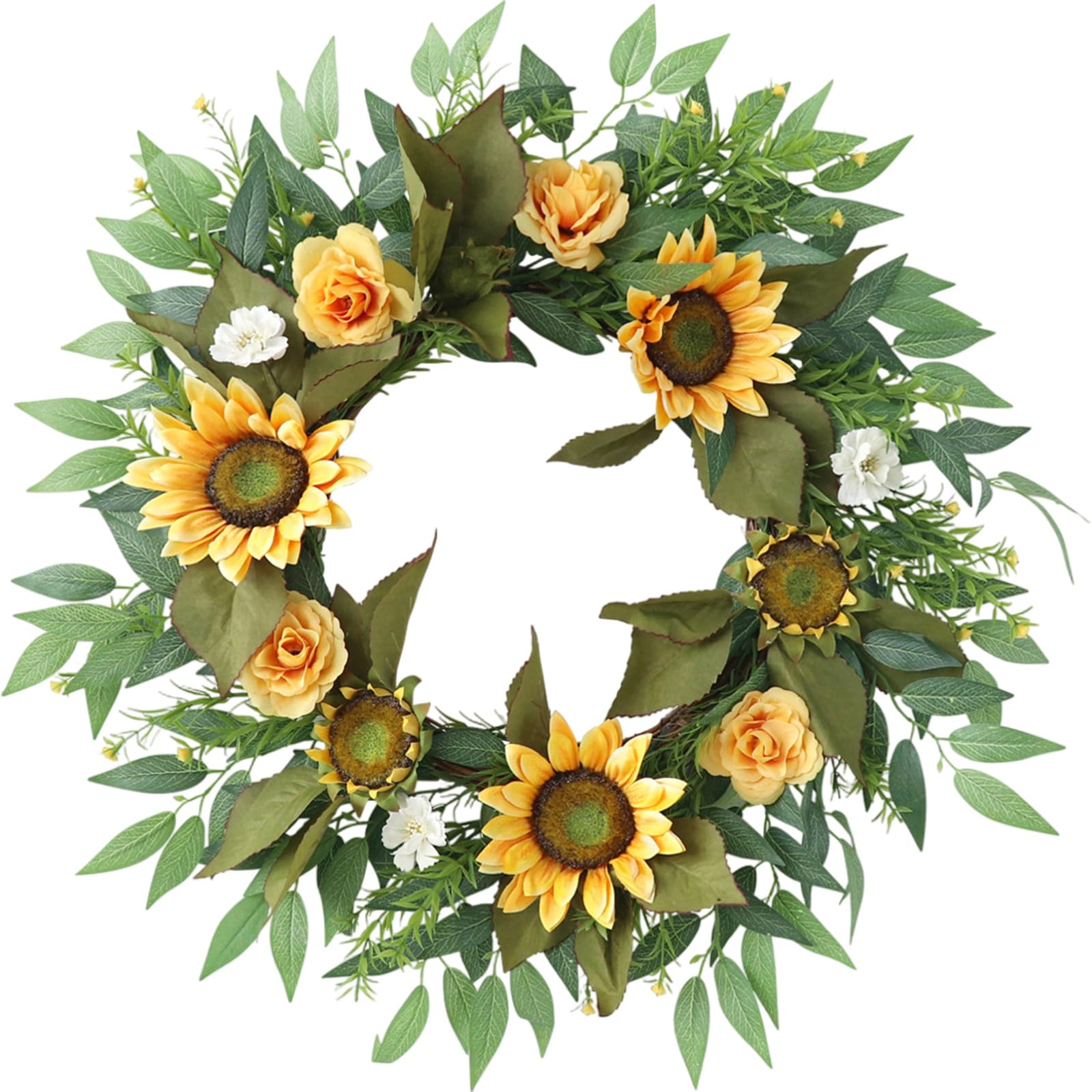 Tsophreniq Thanksgiving Wreath Artificial Sunflowers Wreath for Front Door Artificial for Inside and Outside Decoration Front Door