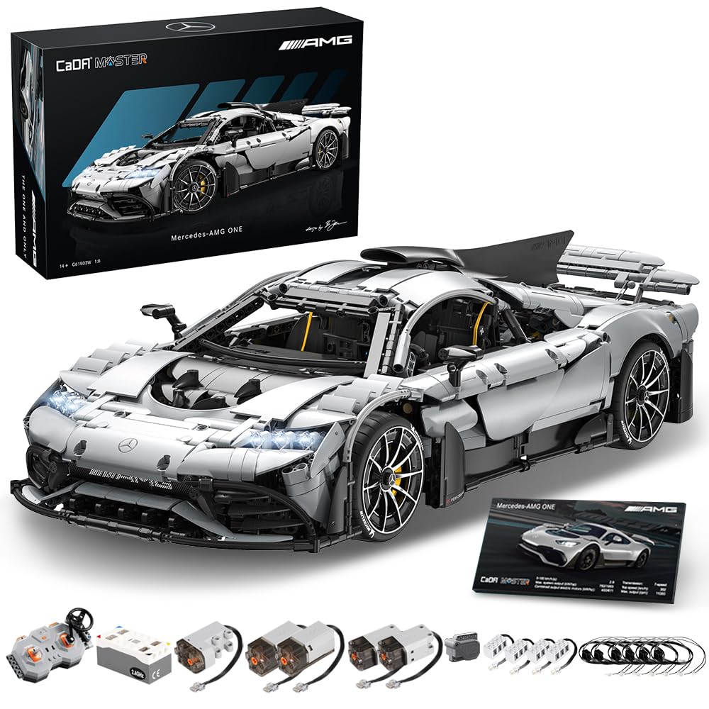 CaDA C61503W Mercedes-AMG ONE Builidng Block Set, 1:8 Mercedes AMG Speed Champion Brick Model with Ejection Start Gameplay, Super Car Collection Toy Sets for Adults (3295PCS)
