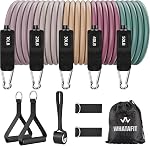WHATAFIT Resistance Bands, Exercise Bands, Resistance Bands for Working Out, Work Out Bands with Handles for Men and Women Fitness, Strength Training Home Gym Equipment