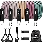WHATAFIT Resistance Bands, Exercise BandsResistance Bands for Working Out, Work Out Bands with Handles for Men and Women Fitness, Strength Training Home Gym Equipment Morandi-01