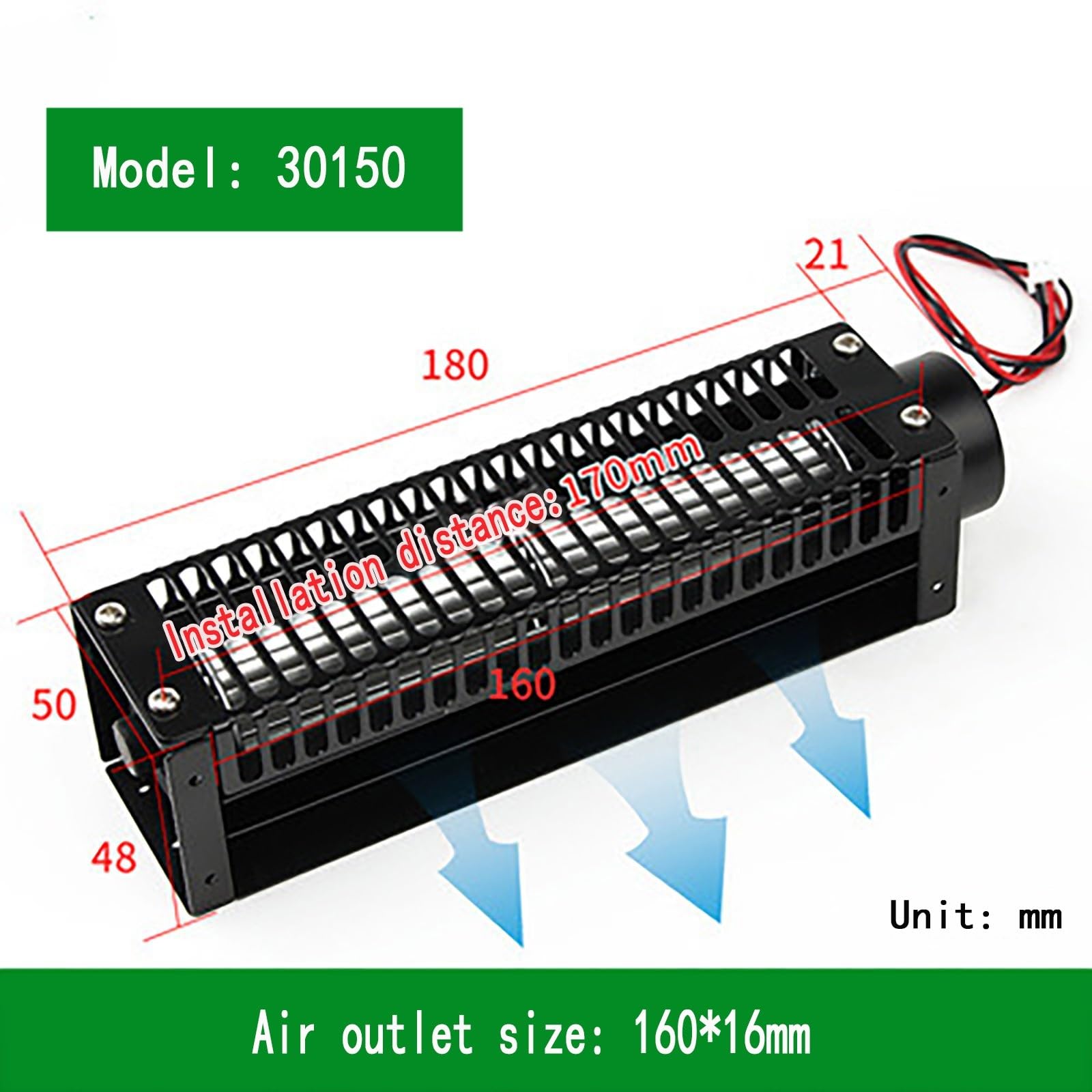 Querstromlüfter, elektronische Kühllüfter, DC-Luftzirkulator mit hoher Geschwindigkeit und breiter Energie, leicht zu zerlegen(30150,12V)