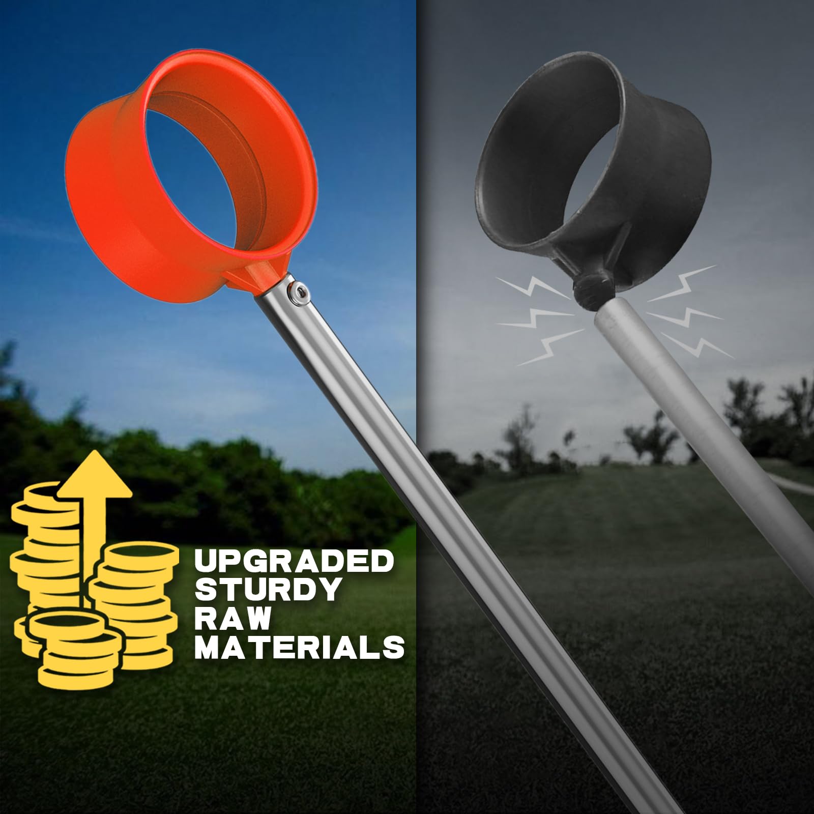 Retriever telescópico de pelotas de golf de 9 pies a 12 pies para agua, diseño de pelota de recogida de doble cara, eje de acero inoxidable, accesorios imprescindibles para golfistas.
