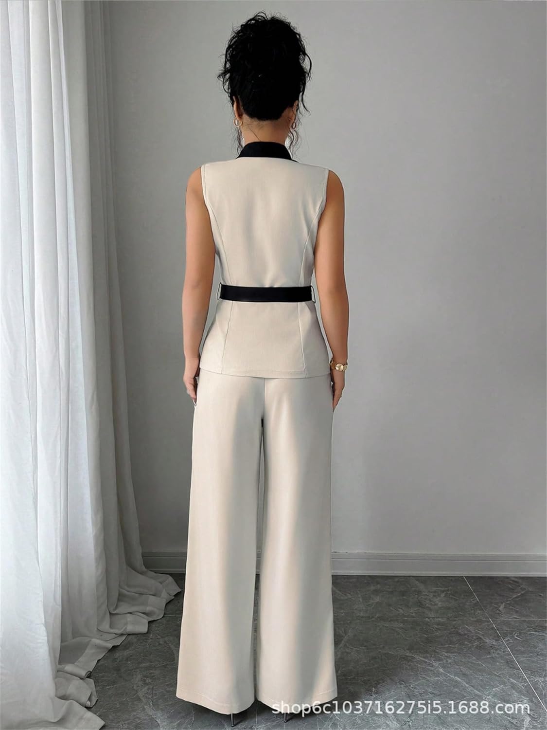 Women's 2026 Elegant Strapless Top And Straight-Leg Pants Set, Womens Sets 2 Piece,Outfits Loose Wide Leg Pants