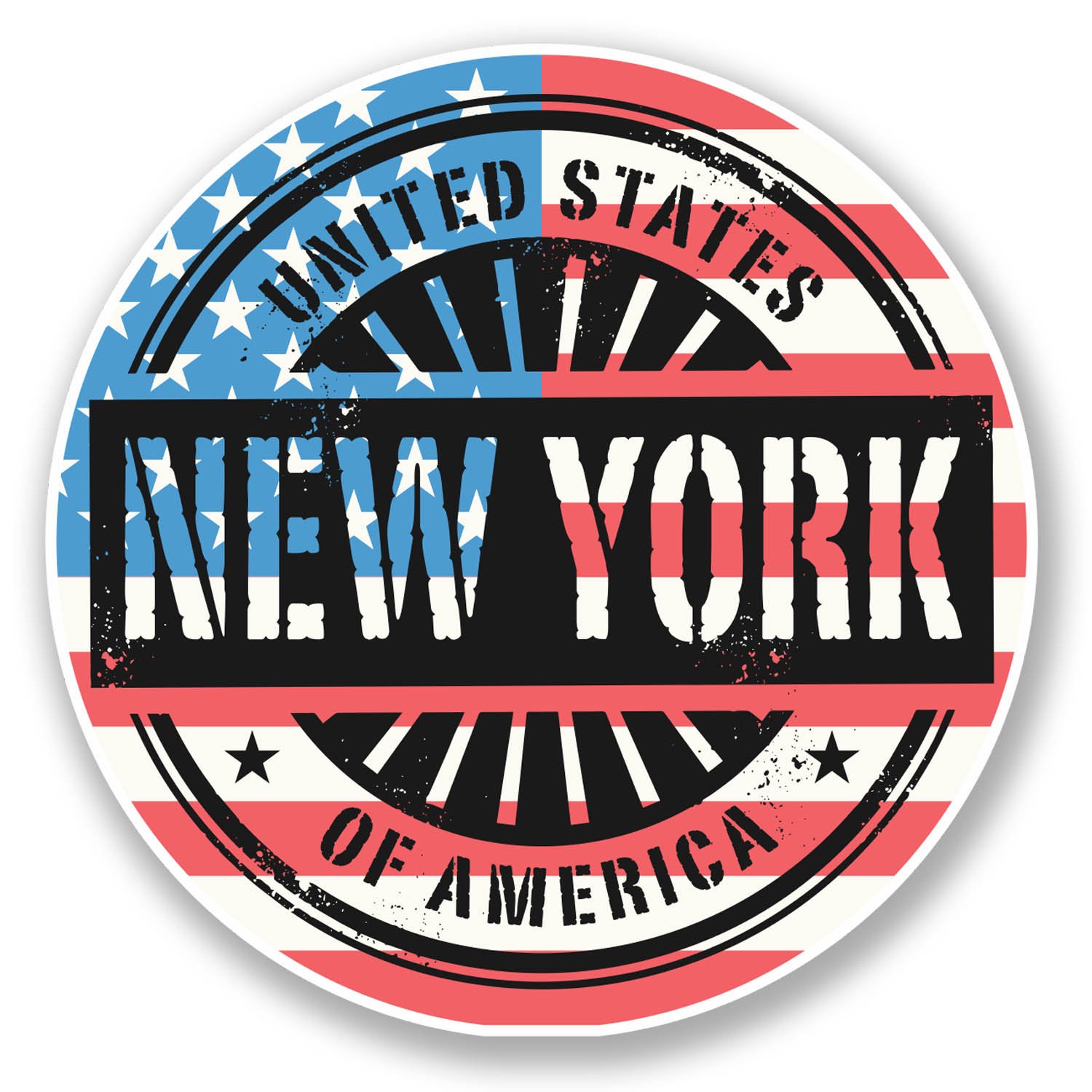 Destinationvinyl Multi 2 X 10Cm New York Usa America Sticker Car Bike Laptop Travel Luggage Flag #6049 (10Cm X 10Cm)