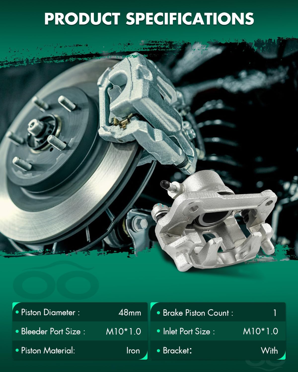 SCITOO 19B1212 Front Right Disc Brake Caliper w/Bracket Fit For Asuna For Sunrunner 1992-1993,For Suzuki For Sidekick 1989-1998,For Suzuki For X-90 1996-1998, Single Piston