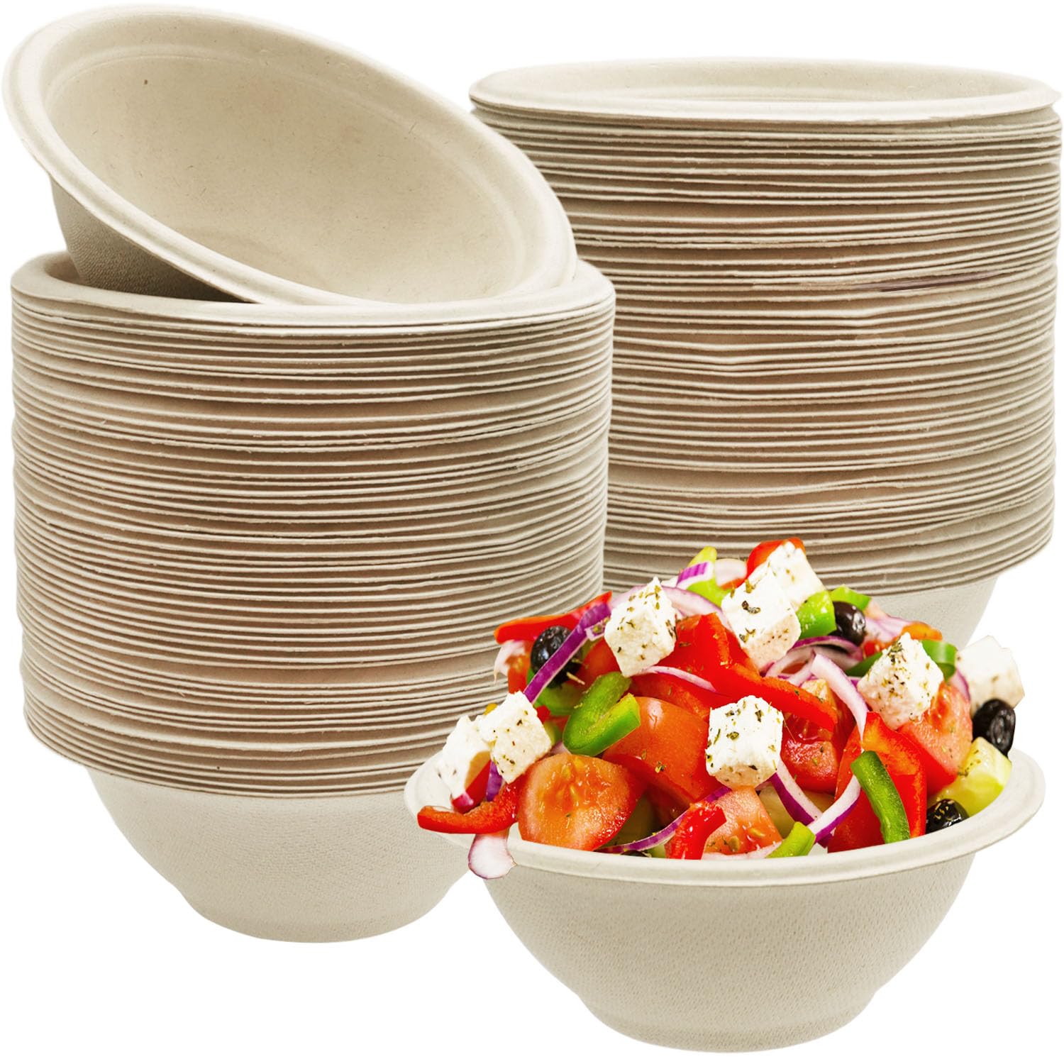 Cuencos de papel biodegradables para sopa caliente y ensaladas, 100 boles desechables de 8 oz
