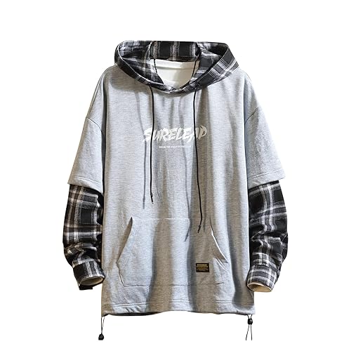 GURUNVANI Japan Style Patchwork Hoodies Men Characters Streetwear Hoodie Men