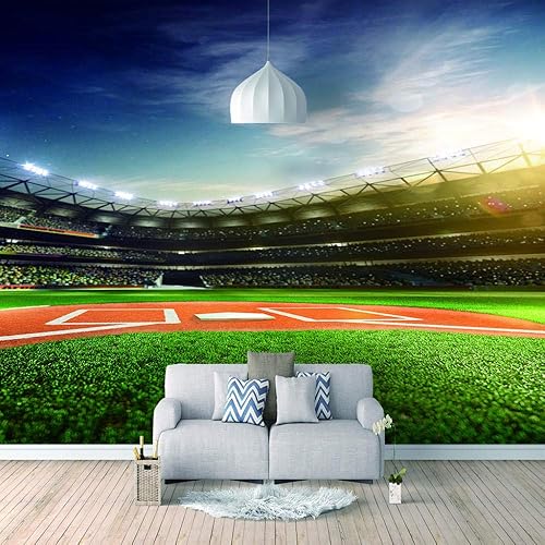 Papel pintado 3D para pared de béisbol, estadio, decoración del hogar, sala de estar, dormitorio, 138 x 98 pulgadas (ancho x alto)