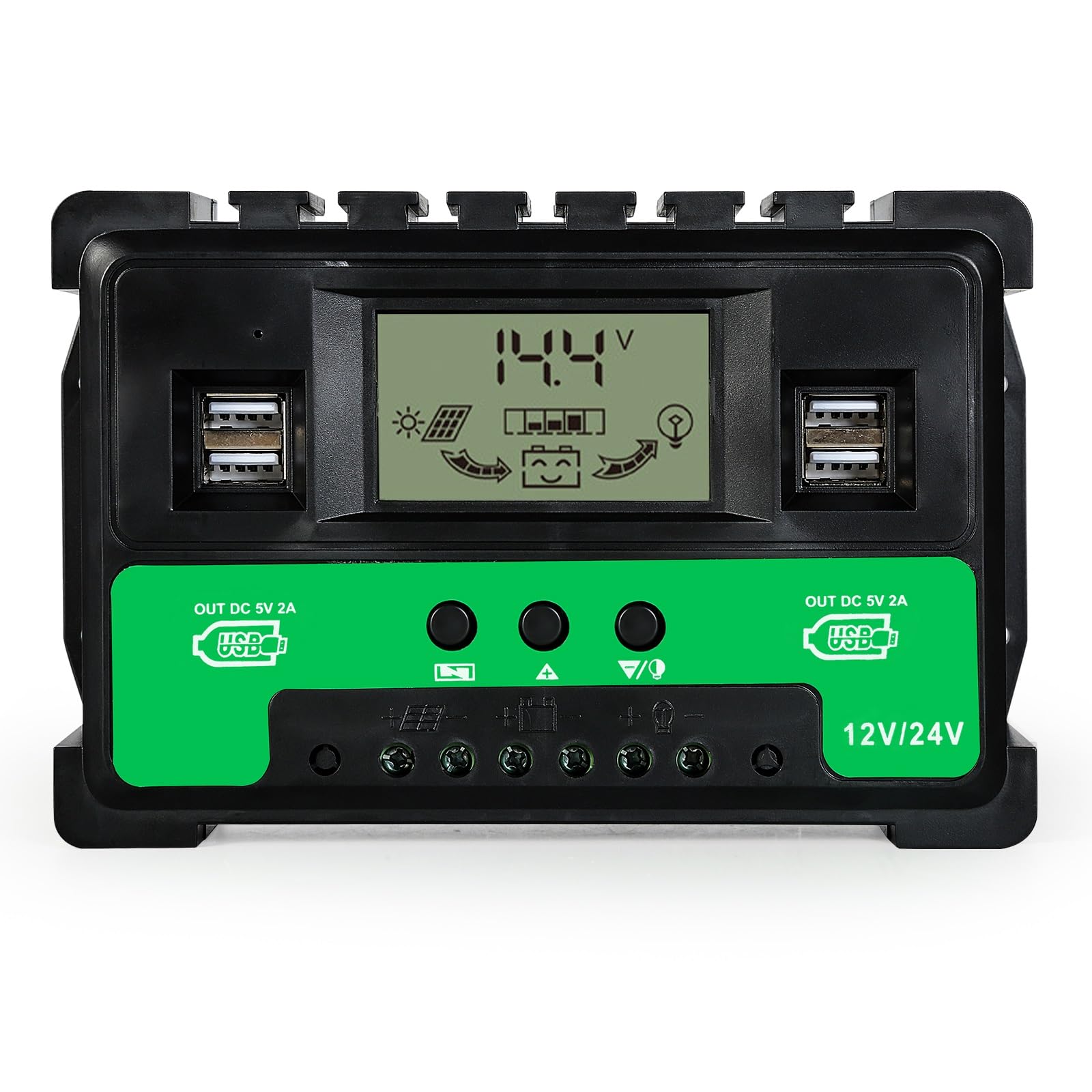 Candeon MPPT Solar Charge Controller, 40A Solar Charge Controller, 4USB Ports, 12V 24V Solar Panel Controller for Lead Acid Battery