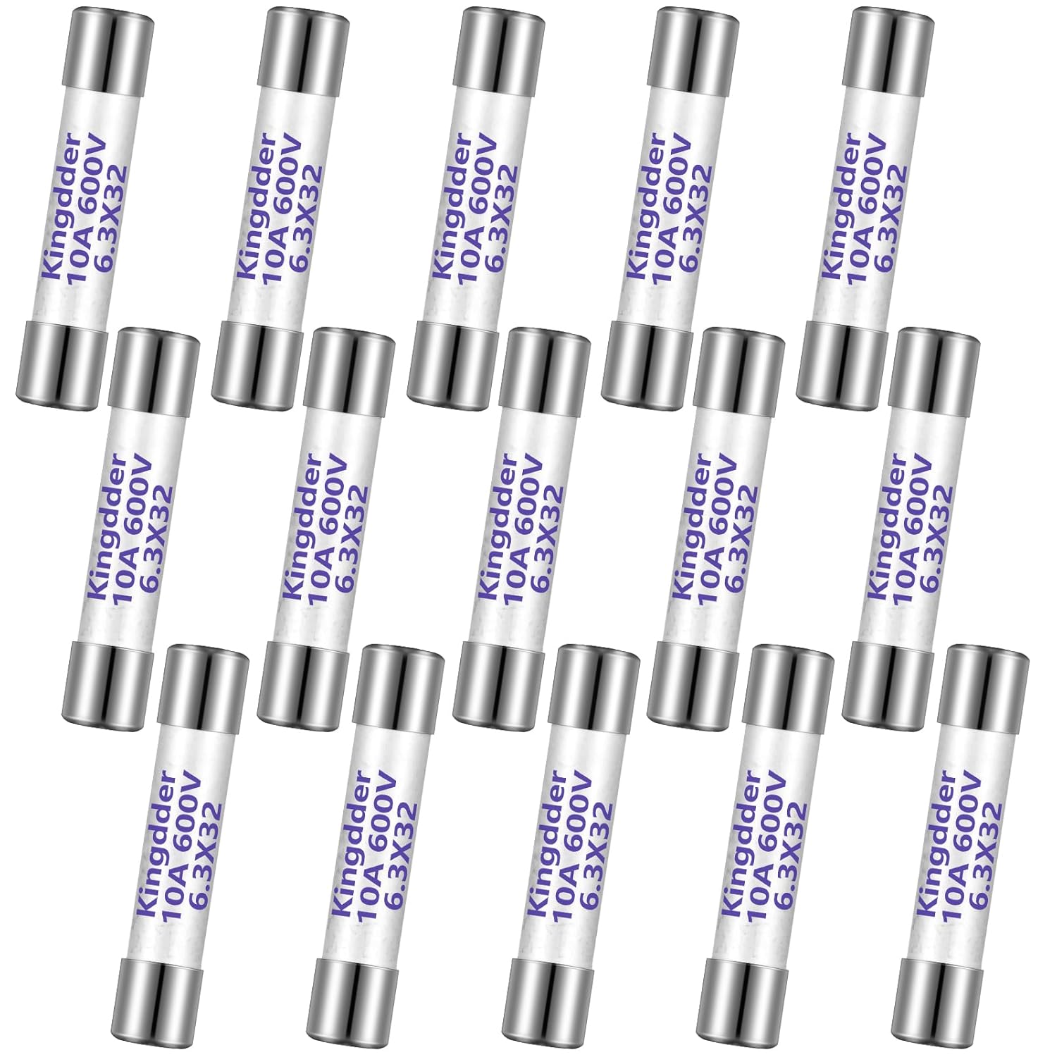 Kingdder 10 Pieces Ff10a 600v Multimeter Fuses Dc Dmm Fast Blow Action 10 Amp Ceramic Fuses Brass Made for Dc Dmms 6.3 x 32 mm