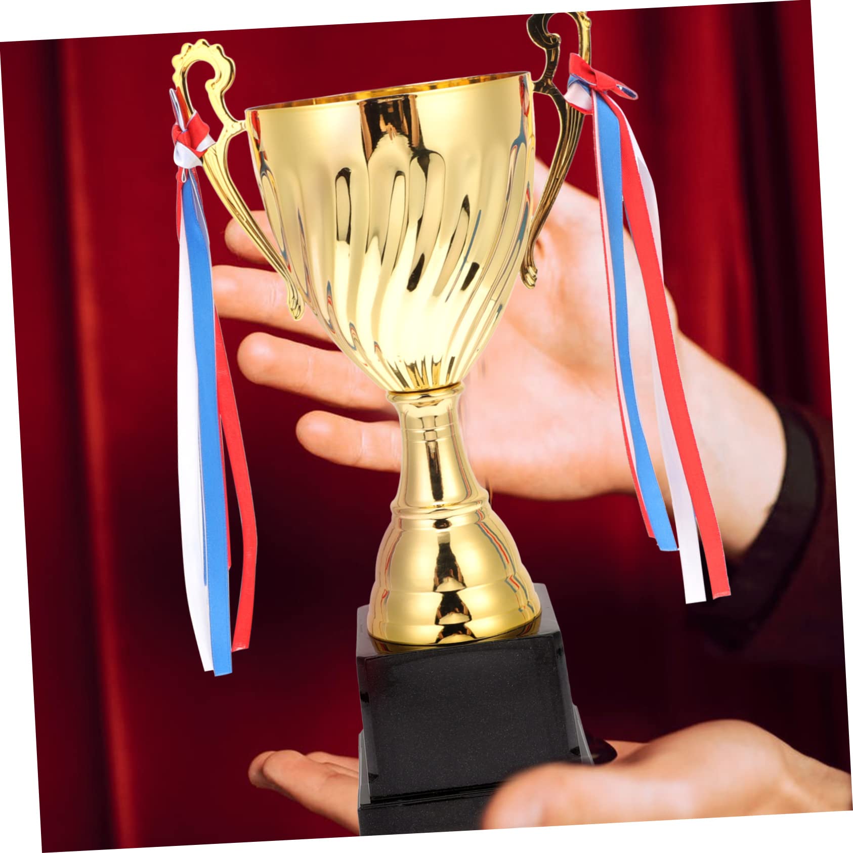Toyvian Trofeo de Premio Deportivo de Competición Metálico Dorado | Copa en Negro, Diseño Brillante, para Niños y Adultos, Adecuado para Premios en Concursos y Fiestas Navideñas