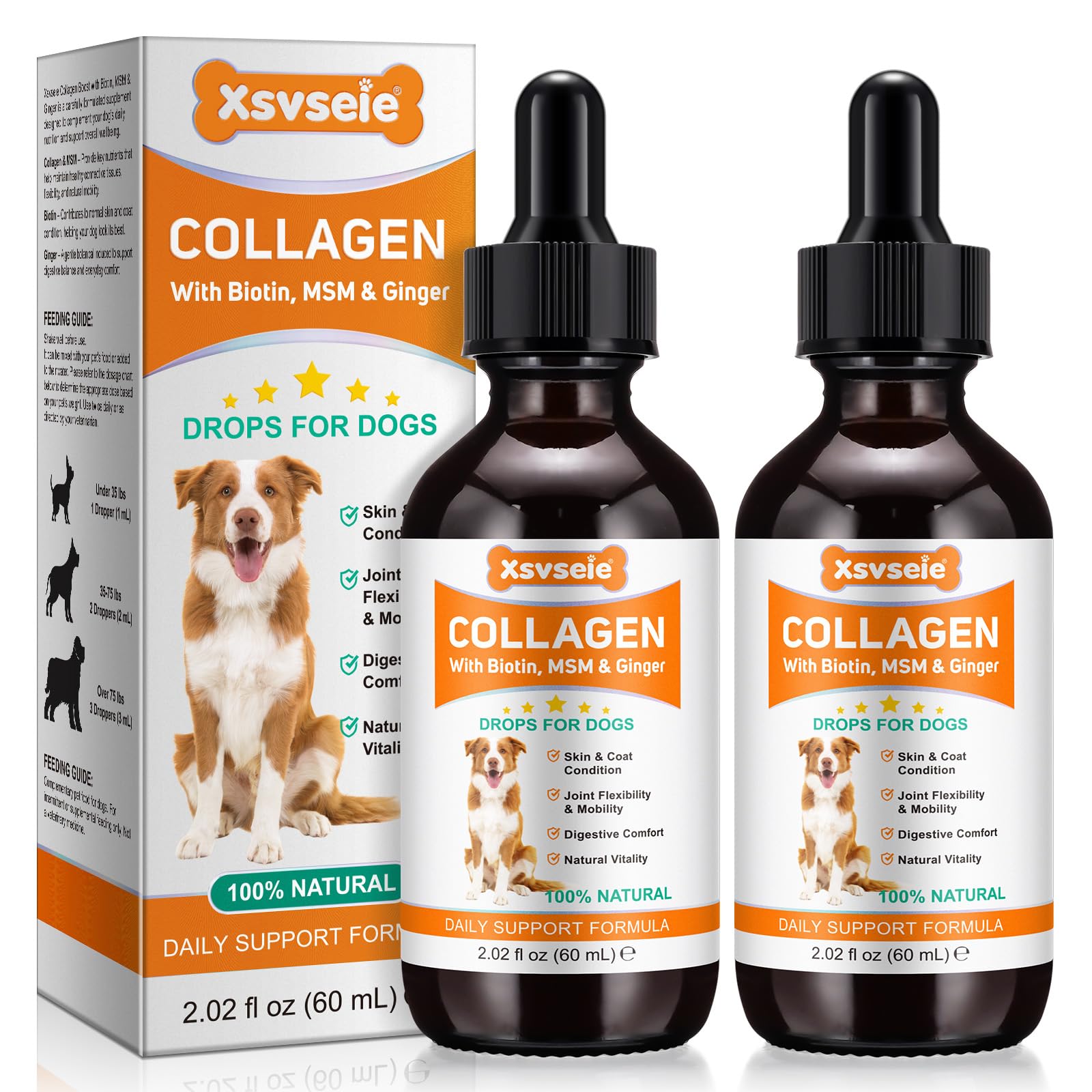 Liquid Collagen for Dogs | Joint Supplement for Dogs Skin & Coat | Itchy Relief & Digestive Health Support | Dog Collagen with Biotin, MSM & Ginger | 60ml Dog Supplements for Hip & Joint Care (2)
