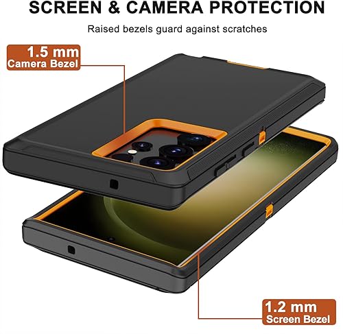 Miniatura 5 de Funda para Samsung Galaxy S23 Ultra con funda de clip para cinturón, 2 protectores de pantalla, grado militar resistente a prueba de golpes,