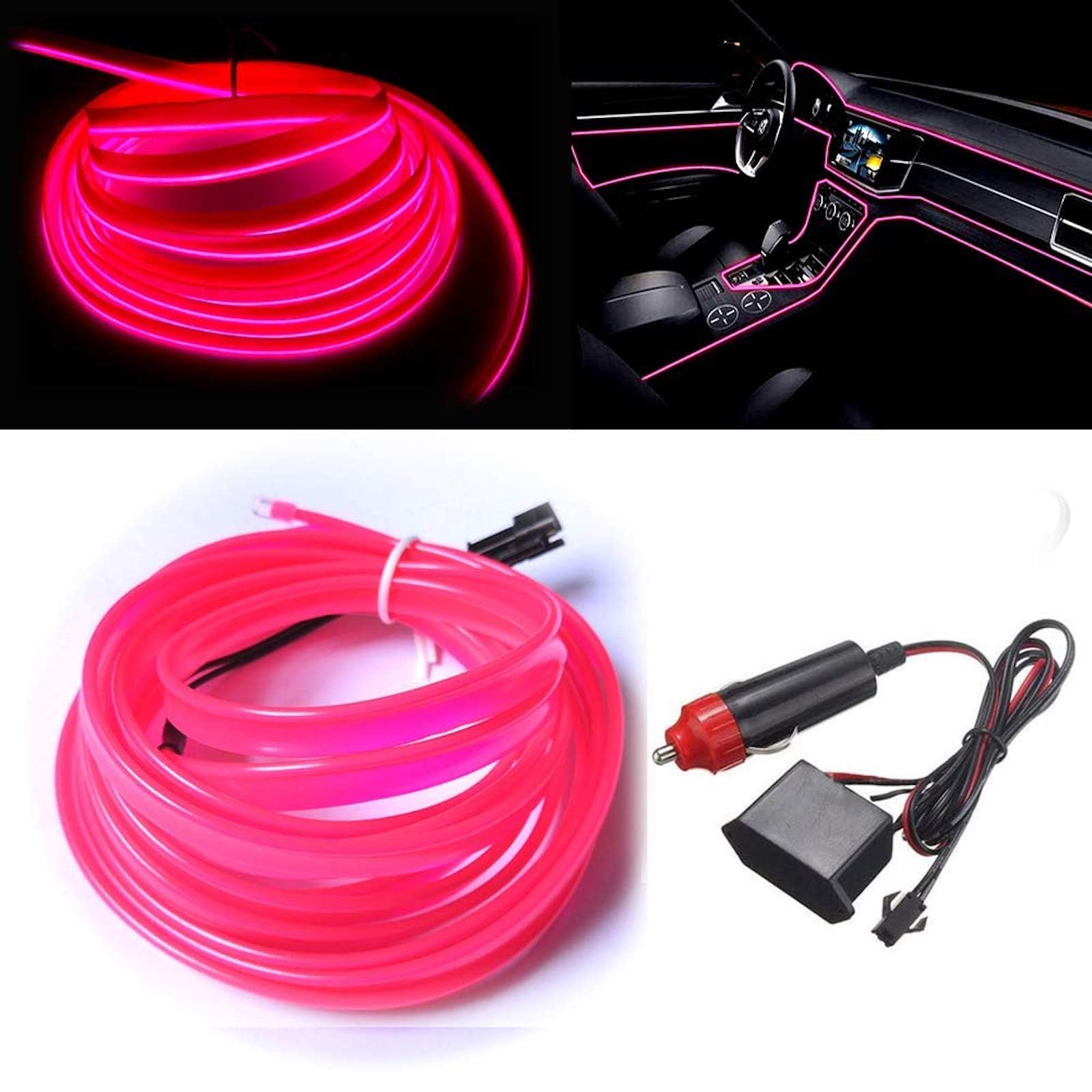 5 Meters Car Interior Lighting Auto LED Strip EL Wire Rope Auto Atmosphere Decorative Lamp Flexible Neon Light DIY