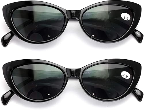 Miniatura 9 de V.W.E. BIFOCAL - 2 pares de lentes de sol de lectura BIFOCAL para mujer, diseño de tortuga, color negro