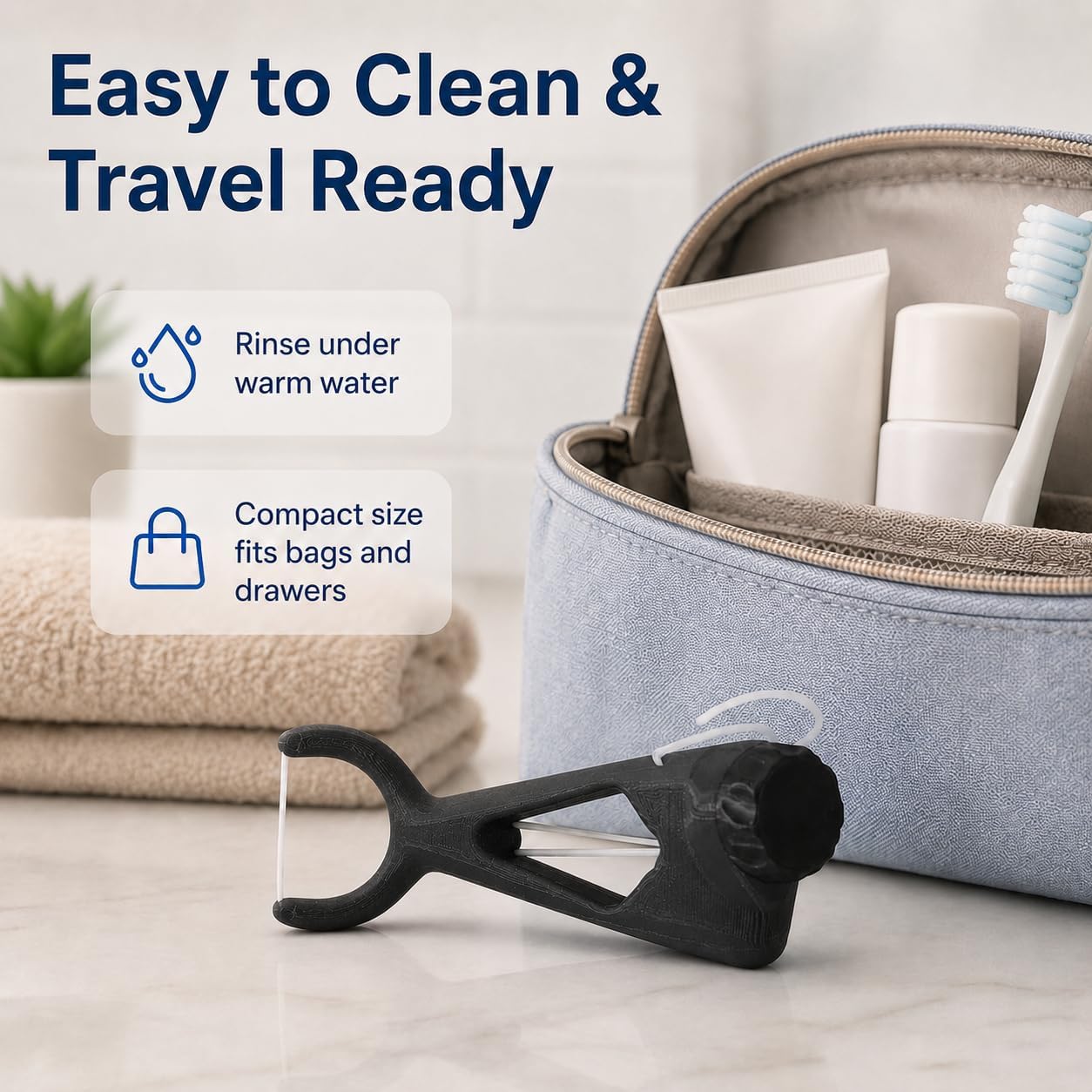 SplashNColor Reusable Floss Pick Holder – Eco-Friendly Flosser Handle for Standard Floss | Freestanding Design with Friction Grip Prongs | Zero-Waste Dental Hygiene Accessory for Home