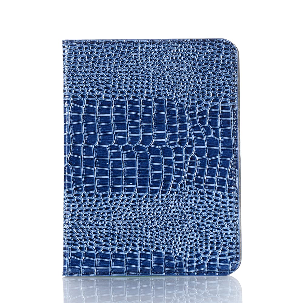 iPad 10th Generation 10.9 inch 2022 Case for Women, DMaos Crocodile Synthetic Leather Folio Smart Cover with Card Pen Holder, Auto Sleep Wake - Blue