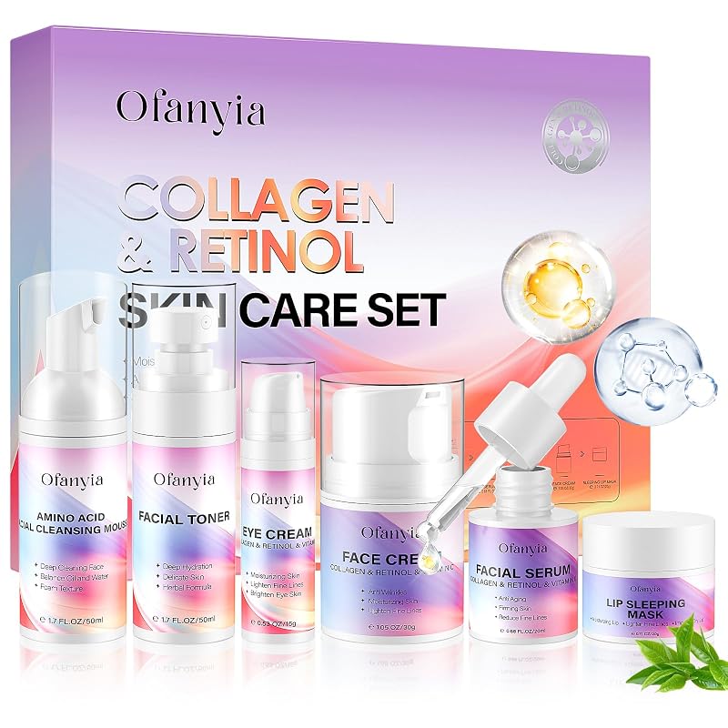 Kit de cuidados faciais Ofanyia com 6 peças, retinol e colágeno